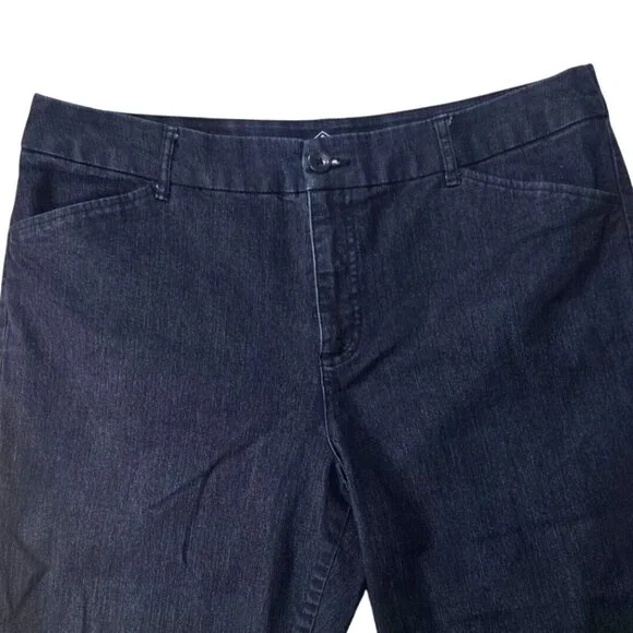 St. John's Bay Blue Capri Cropped Dark Wash Cotton Stretch Trouser Pants Plus 16 - Picture 2 of 7